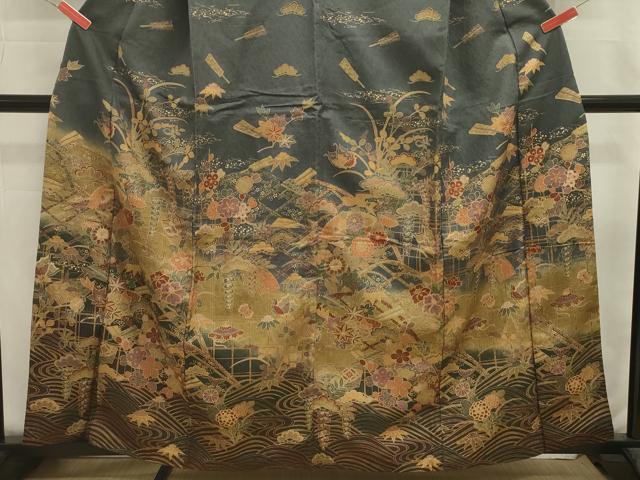 平和屋着物■訪問着 舞蝶花松文 宝尽くし 暈し染め 金彩 西武百貨店扱い 正絹 逸品 DABJ2946ya