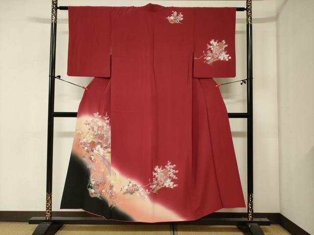平和屋着物■訪問着 御所車花文 暈し染め 金銀彩 正絹 逸品 DABJ2976ya