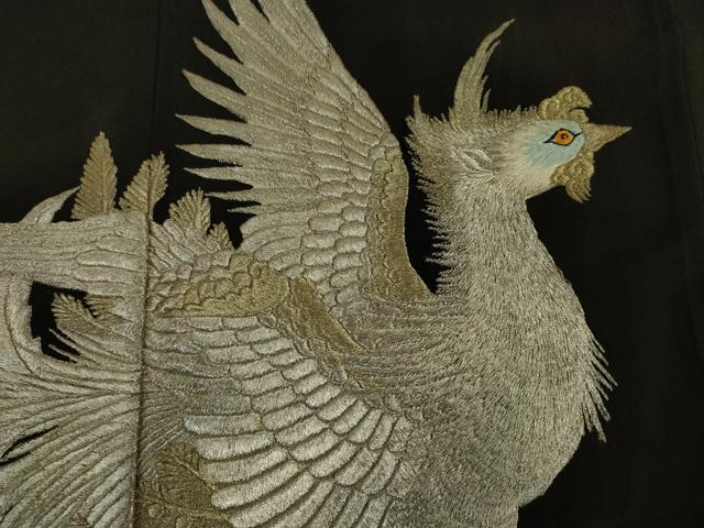 平和屋着物■豪華黒留袖 総刺繍 鳳凰松文 金銀糸 正絹 逸品 DABJ2988ya