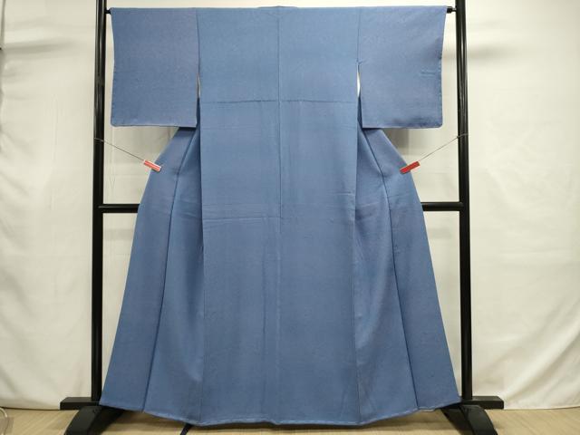 平和屋着物■上質な色無地 霞花地紋 御召御納戸色 正絹 逸品 DABJ2997ya