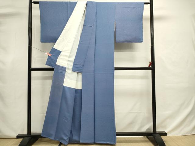 平和屋着物■上質な色無地 霞花地紋 御召御納戸色 正絹 逸品 DABJ2997ya
