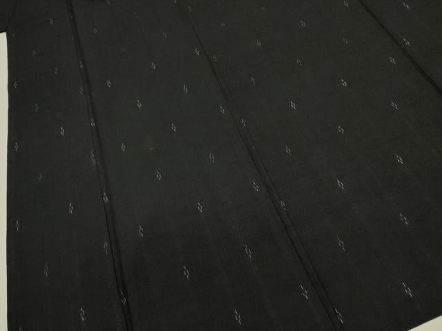平和屋着物■上質な紬 絣文様 黒地 正絹 逸品 DABJ3000ya