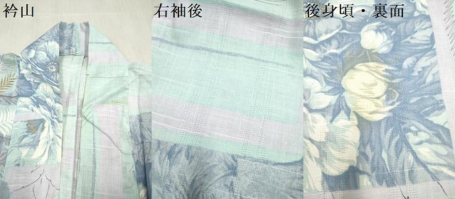 平和屋着物∴夏物 浴衣 ヤシの木 南国 風景花文 金彩 綿 DABJ3098ea
