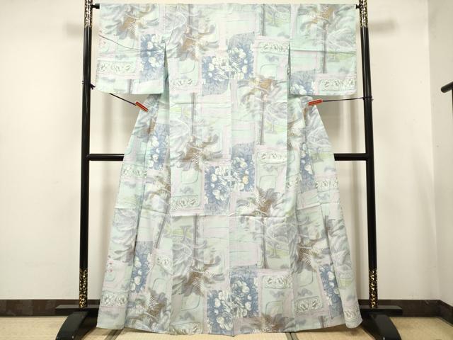 平和屋着物∴夏物 浴衣 ヤシの木 南国 風景花文 金彩 綿 DABJ3098ea