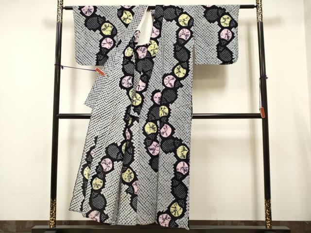 平和屋着物∴夏物 浴衣 有松鳴海絞り 団扇 綿 逸品 DABJ3107ea