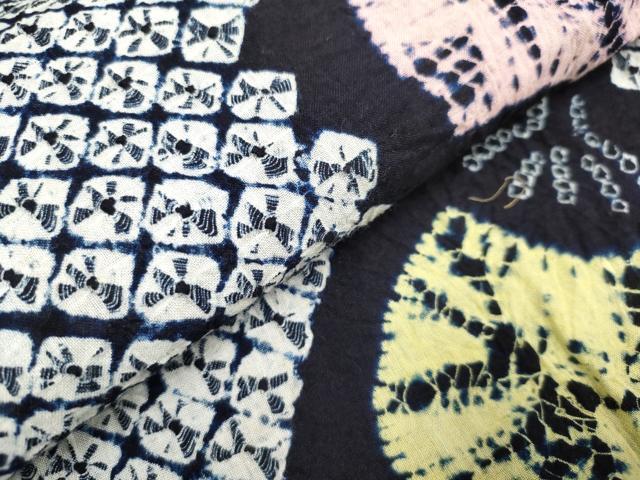 平和屋着物∴夏物 浴衣 有松鳴海絞り 団扇 綿 逸品 DABJ3107ea