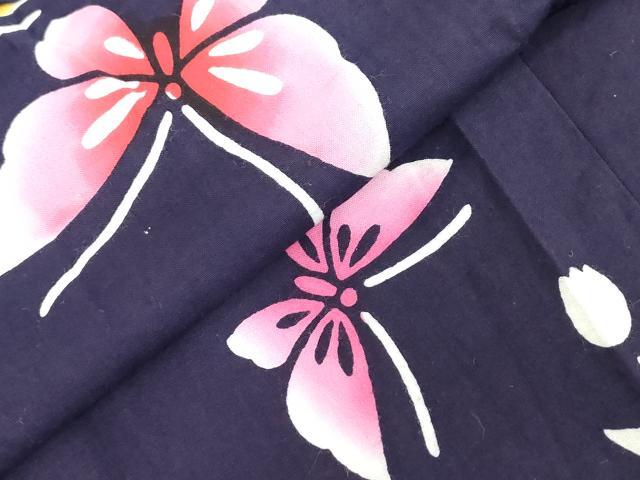 平和屋着物*夏物 浴衣 女の子 子供 注染 舞蝶文 日本製 綿 逸品 DABJ3162ea