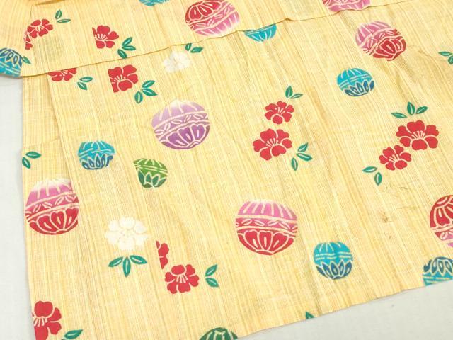平和屋着物*夏物 浴衣 女の子 子供 注染 花鞠文 日本製 綿 逸品 DABJ3166ea