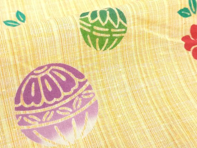 平和屋着物*夏物 浴衣 女の子 子供 注染 花鞠文 日本製 綿 逸品 DABJ3166ea