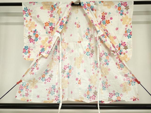 平和屋着物*夏物 浴衣 女の子 子供 花うさぎ 綿 DABJ3167ea
