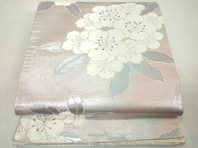 平和屋着物◎六通柄袋帯 舞花文 銀糸 正絹 逸品 DABJ3470ea