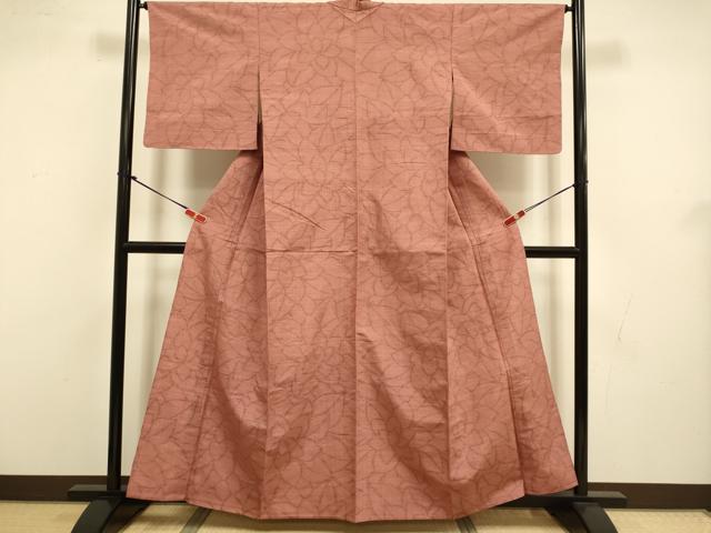 平和屋着物▽上質な紬 単衣 舞花文 正絹 逸品 DABJ3536du
