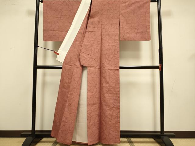 平和屋着物▽上質な紬 単衣 舞花文 正絹 逸品 DABJ3536du