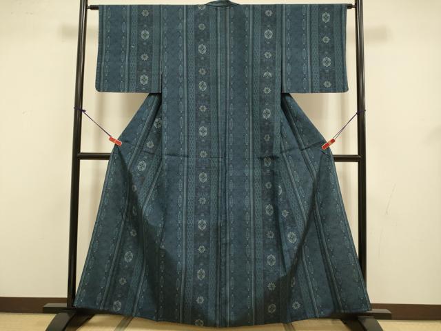 平和屋着物▽上質な紬 単衣 洋花間道 正絹 逸品 未使用 DABJ3540du