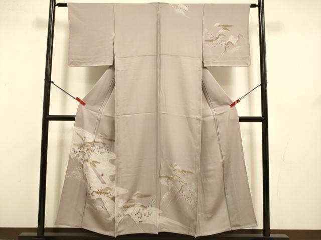 平和屋着物▽訪問着 単衣 浜松文 金彩 正絹 逸品 未使用 DABJ3543du