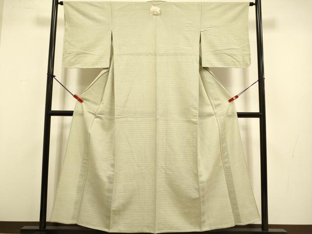 平和屋着物▽上質な紬 単衣 横段文 正絹 逸品 DABJ3553du