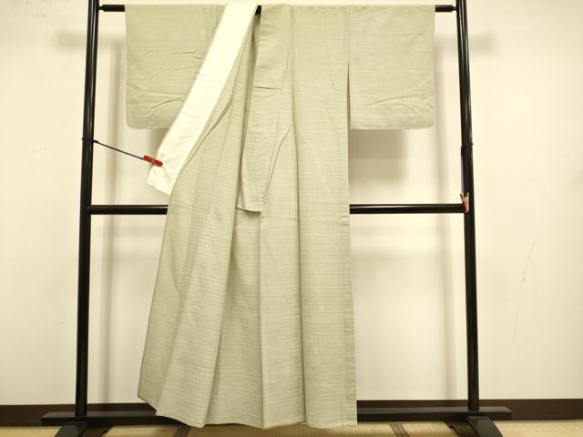 平和屋着物▽上質な紬 単衣 横段文 正絹 逸品 DABJ3553du