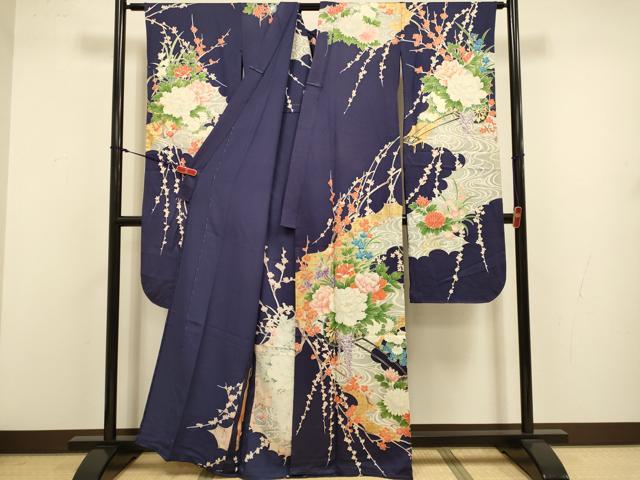 平和屋着物▽豪華振袖 単衣 花車文 金銀彩 正絹 逸品 DABJ3562du