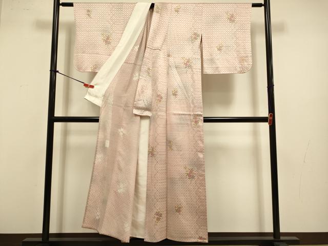 平和屋着物▽上質な小紋 単衣 草花文 暈し染め 金銀彩 京王百貨店扱い 正絹 逸品 DABJ3564du