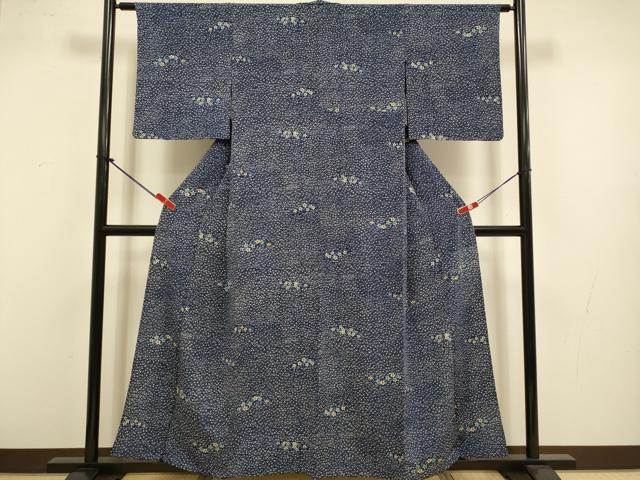 平和屋着物▽上質な小紋 単衣 草花文 正絹 逸品 未使用 DABJ3570du