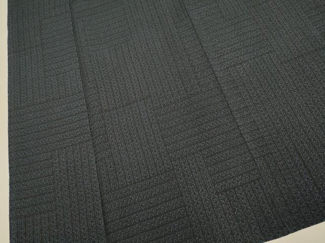 平和屋着物▽本塩沢 単衣 変わり市松文様 正絹 逸品 DABJ3578du