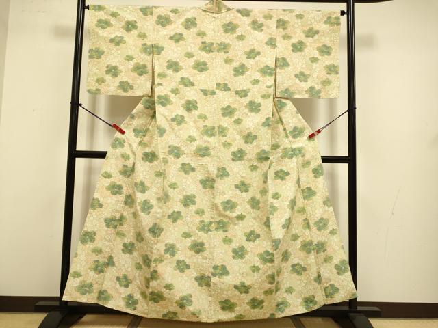 平和屋着物▽上質な紬 単衣 舞花文 正絹 逸品 DABJ3589du