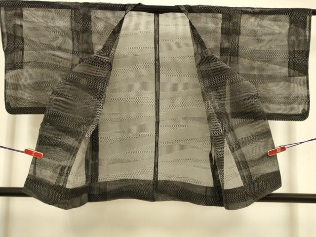 平和屋着物▽西陣 道行コート スリーシーズン 春夏秋 塵除け 羅 横段文 証紙付き 正絹 逸品 DABJ3591du