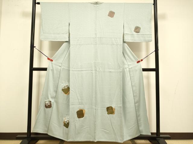 平和屋着物▽訪問着 単衣 刺繍 破れ色紙扇花文 金彩 正絹 逸品 DABJ3606du