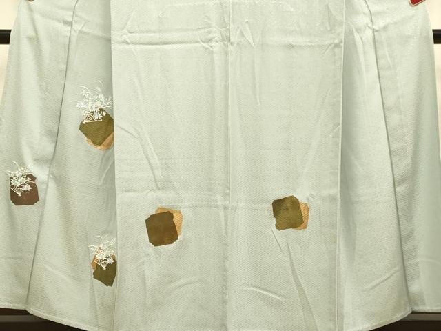 平和屋着物▽訪問着 単衣 刺繍 破れ色紙扇花文 金彩 正絹 逸品 DABJ3606du