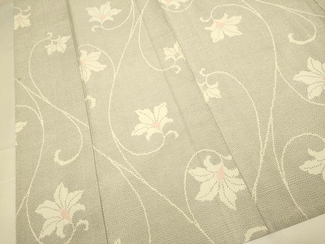 平和屋着物▽本塩沢 単衣 110亀甲 花唐草文 正絹 逸品 DABJ3607du