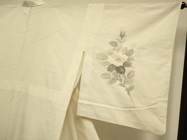 平和屋着物▽訪問着 単衣 紬地 手描き 枝花文 正絹 逸品 DABJ3615du