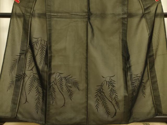 平和屋着物▽訪問着 無双 紗袷 紗×絽 手描き 枝垂れ柳文 正絹 逸品 DABJ3646du