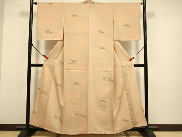 平和屋着物▽上質な小紋 単衣 地紋起こし 風景文 暈し染め 正絹 逸品 DABJ3647du