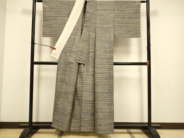 平和屋着物▽上質な紬 単衣 霞文 正絹 逸品 DABJ3653du