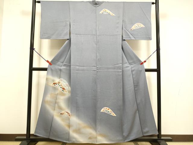 平和屋着物▽訪問着 単衣 片輪車花文 暈し染め 金彩 正絹 逸品 DABJ3656du