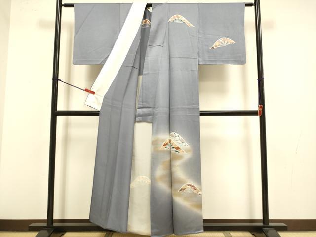 平和屋着物▽訪問着 単衣 片輪車花文 暈し染め 金彩 正絹 逸品 DABJ3656du