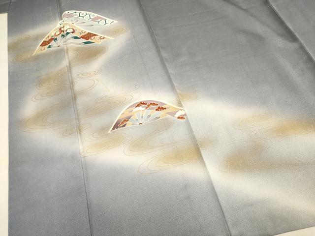 平和屋着物▽訪問着 単衣 片輪車花文 暈し染め 金彩 正絹 逸品 DABJ3656du