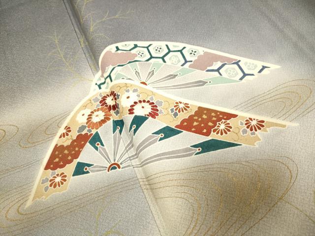 平和屋着物▽訪問着 単衣 片輪車花文 暈し染め 金彩 正絹 逸品 DABJ3656du