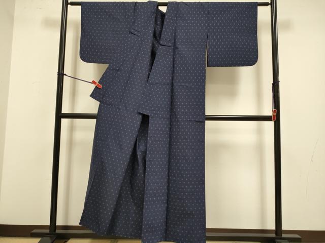 平和屋着物▽上質な紬 単衣 十字絣 正絹 逸品 DABJ3661du