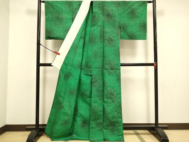 平和屋着物▽上質な小紋 単衣 紬地 霞文 暈し染め 正絹 逸品 DABJ3664du