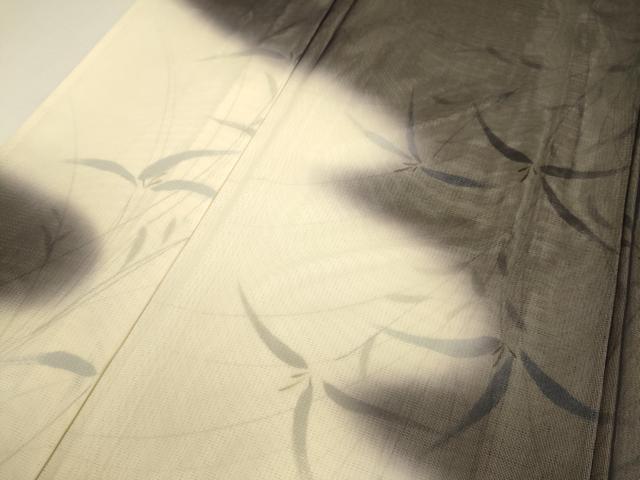 平和屋着物▽訪問着 無双 紗袷 紗×絽 手描き 草葉文 暈し染め 正絹 逸品 DABJ3673du