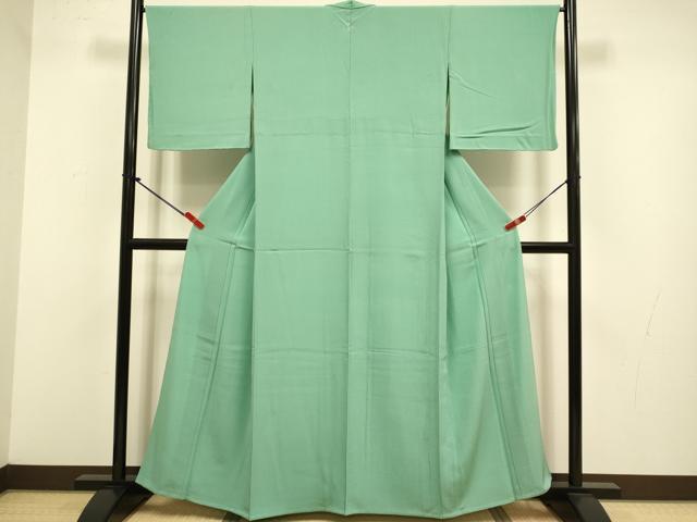 平和屋着物▽上質な色無地 単衣 濃い薄青色 正絹 逸品 DABJ3679du
