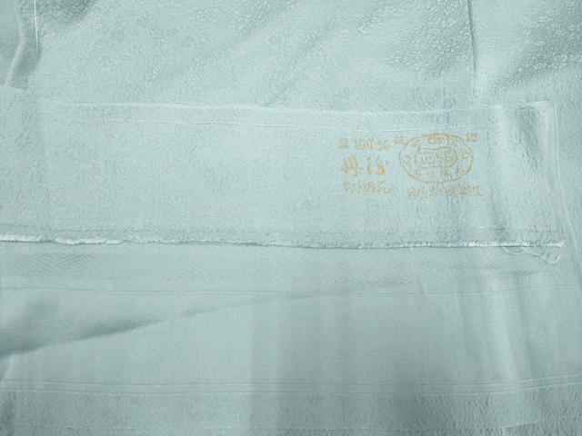 平和屋着物▽上質な色無地 単衣 草花地紋 秘色色 反端付き 正絹 逸品 未使用 DABJ3681du