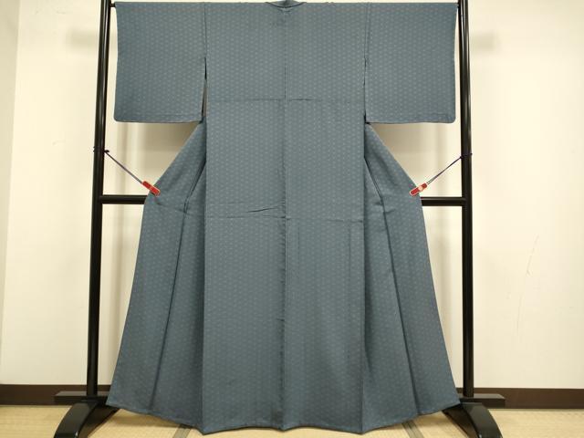 平和屋着物▽上質な小紋 単衣 麻の葉文様 正絹 逸品 DABJ3689du
