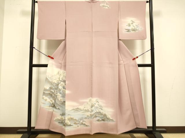 平和屋着物▽訪問着 単衣 風景文 暈し染め 金彩 正絹 逸品 DABJ3691du