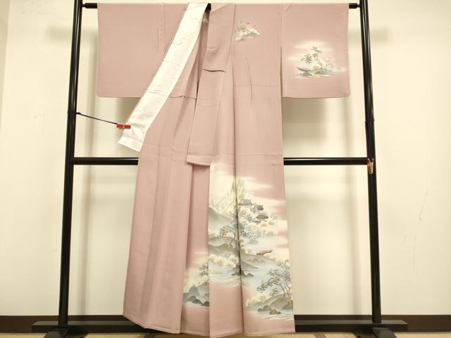 平和屋着物▽訪問着 単衣 風景文 暈し染め 金彩 正絹 逸品 DABJ3691du