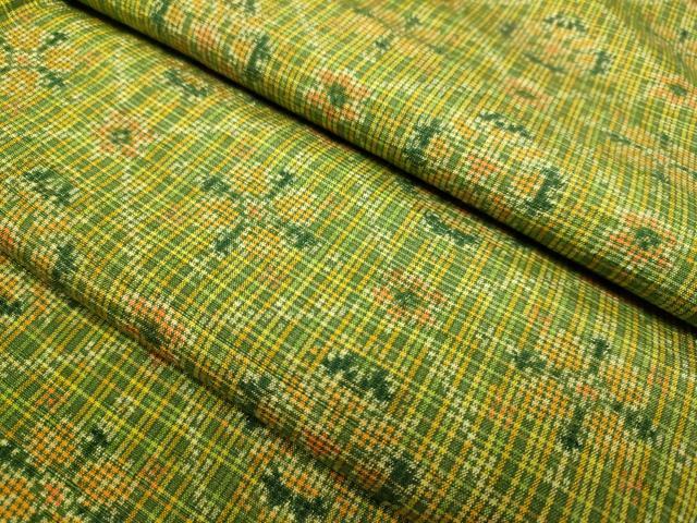 平和屋着物▽上質な紬 単衣 花菱文 正絹 逸品 DABJ3692du