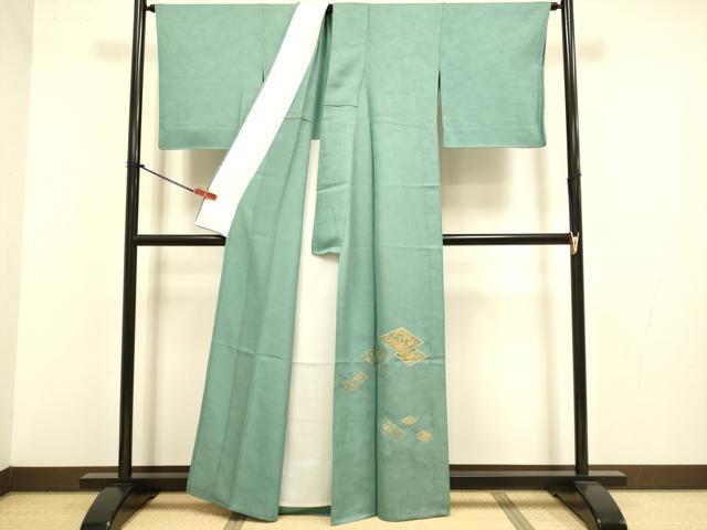 平和屋着物▽中国三大刺繍 スワトウ刺繍 汕頭刺繍 色留訪問着 単衣 花菱文 金糸 正絹 逸品 DABJ3693du