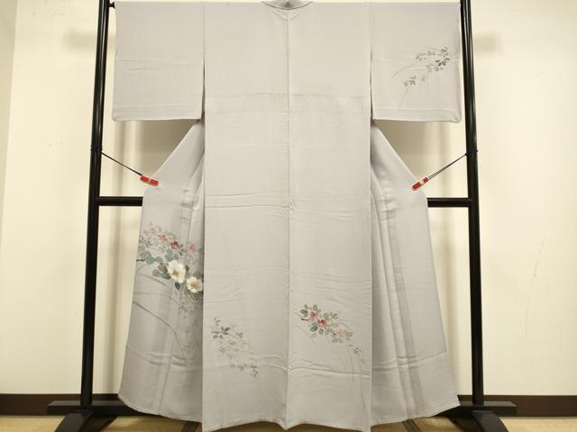 平和屋着物▽訪問着 単衣 手描き 枝花文 金彩 正絹 逸品 DABJ3694du