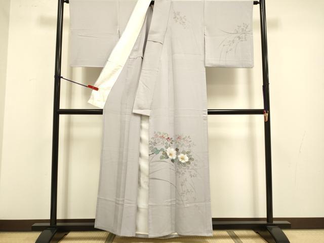平和屋着物▽訪問着 単衣 手描き 枝花文 金彩 正絹 逸品 DABJ3694du